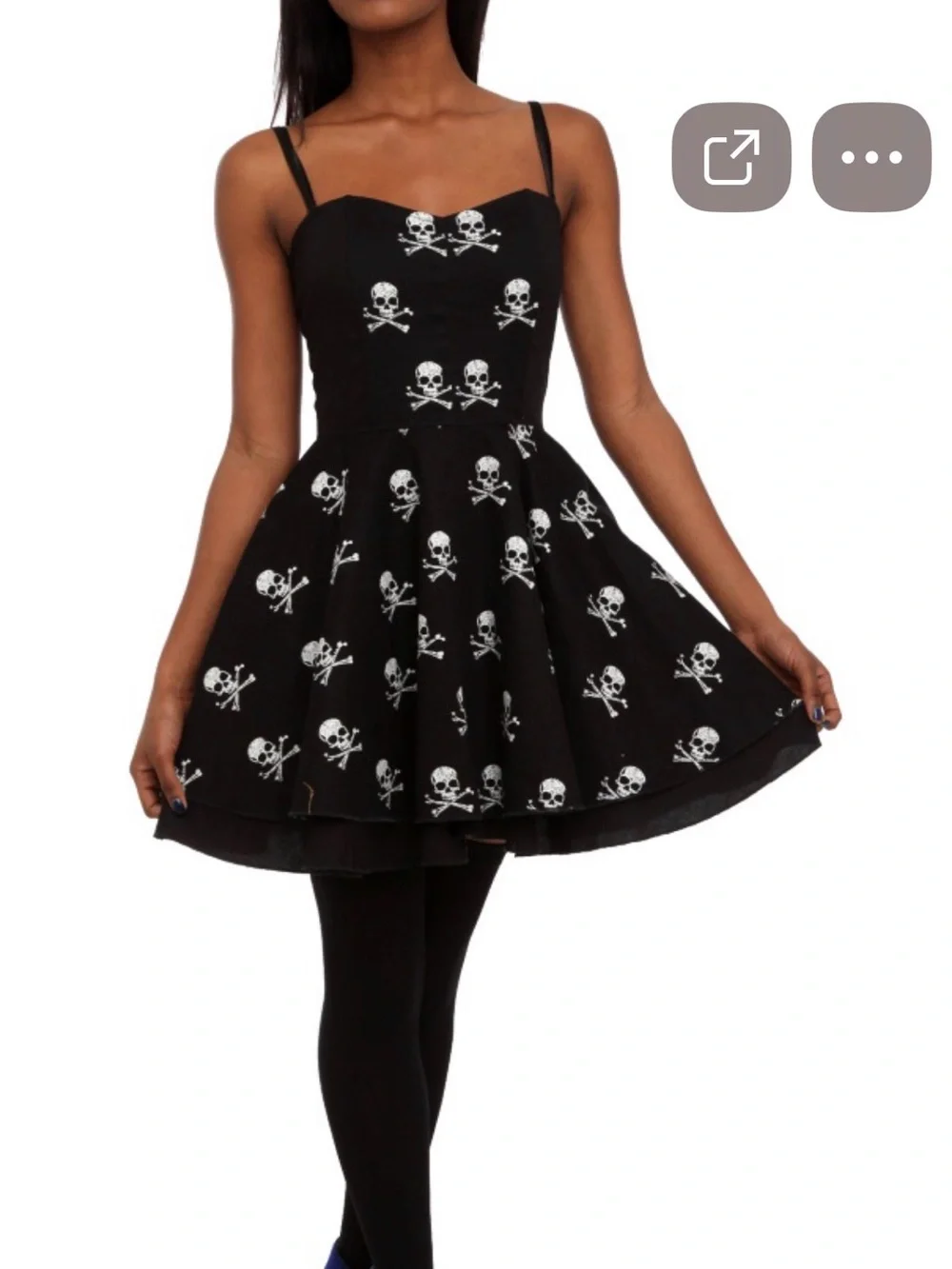 RockSteady Black Mini Dress with White Skull Print